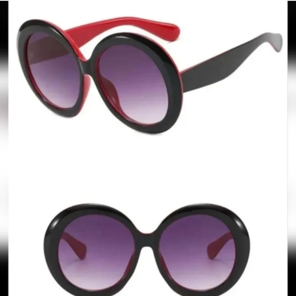 High Quality Oversized Chunky Retro Red  And Black Sunglasses